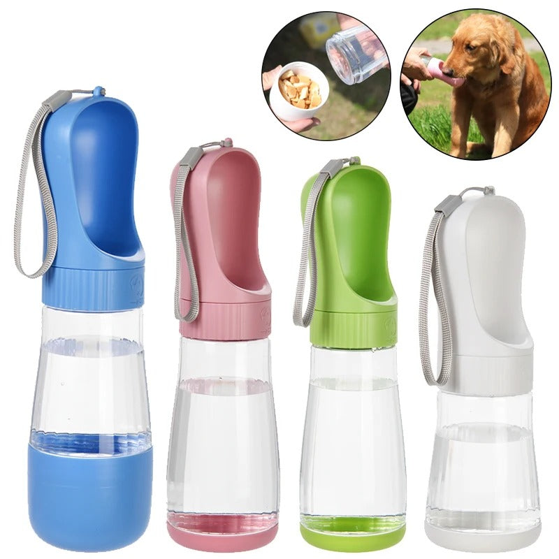 Portable Pet Water & Food Bottle – 2 in 1 Travel Feeder (330ml)